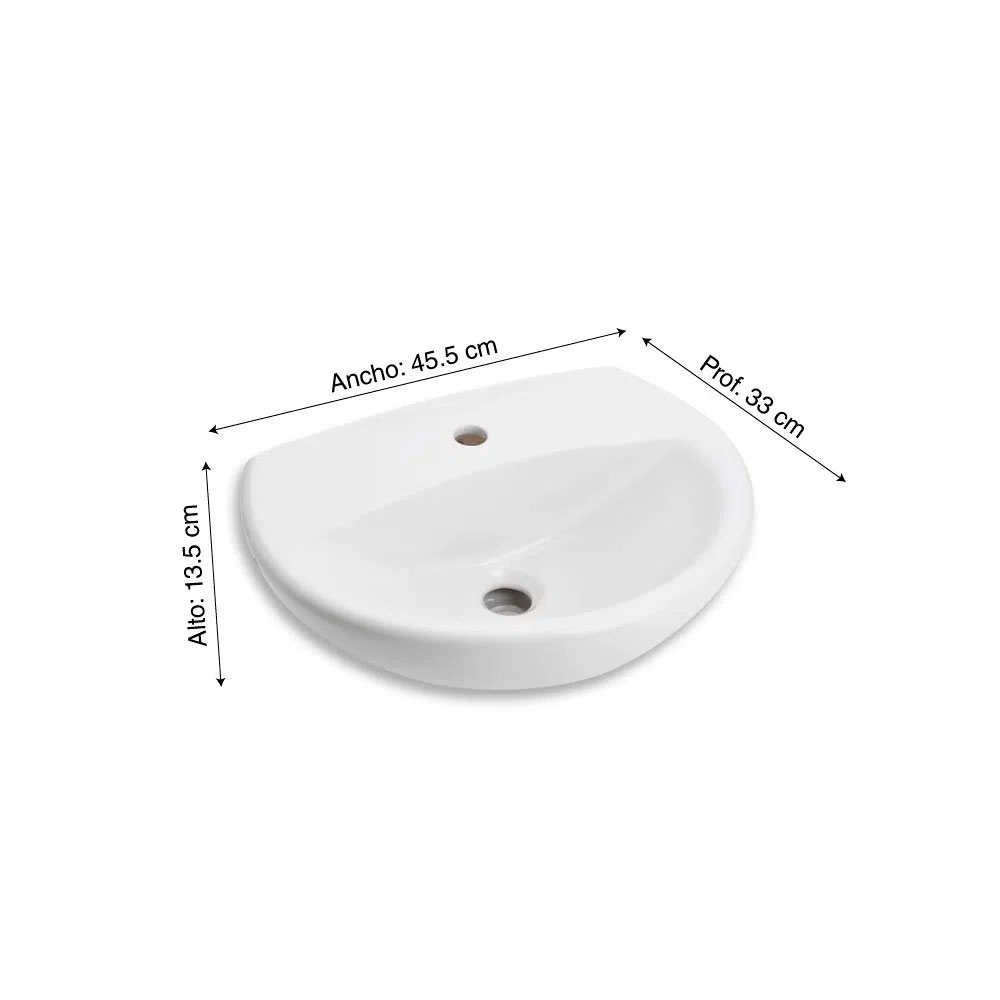 Lavatorio de loza blanca fontana TRÉBOL