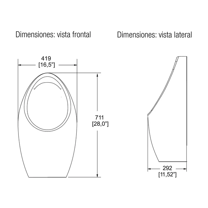 Urinario de loza blanca libre de agua GOBI TDS2 HELVEX
