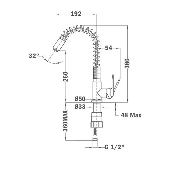 Grifo monomando de cocina semi-profesional con caño flexible TEKA