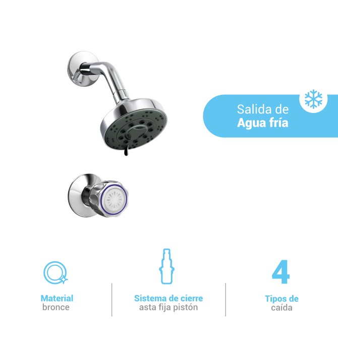 Llave para ducha vallarta c/salida tecno cr GR70V100 ITALGRIF