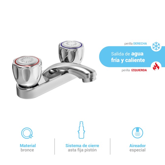 Mezcladora 4 para lavatorio vallarta ITALGRIF