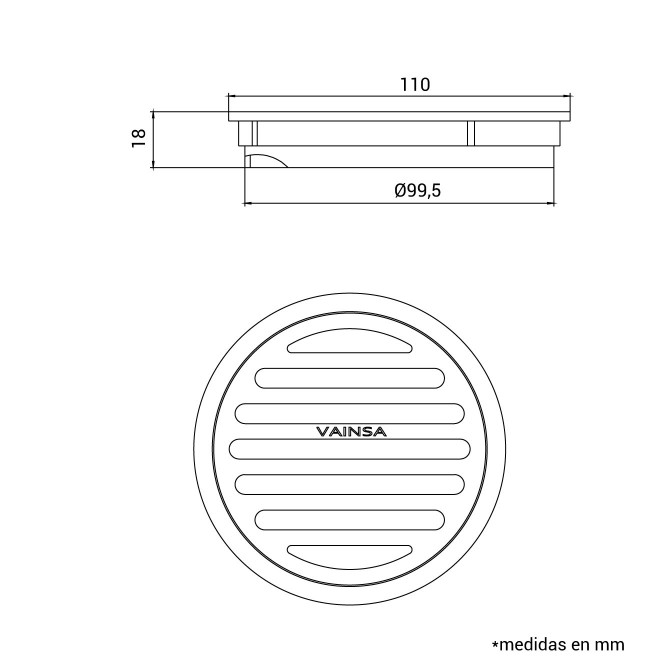 Sumidero 4 redondo acero 316 VAINSA