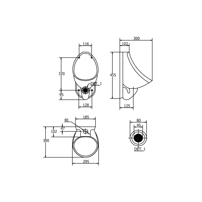 Urinario de loza blanca aquarius  VAINSA